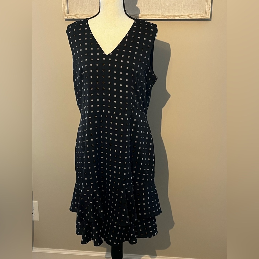 Ann Taylor Factory Black and White Ruffled Mini Sundress - EUC